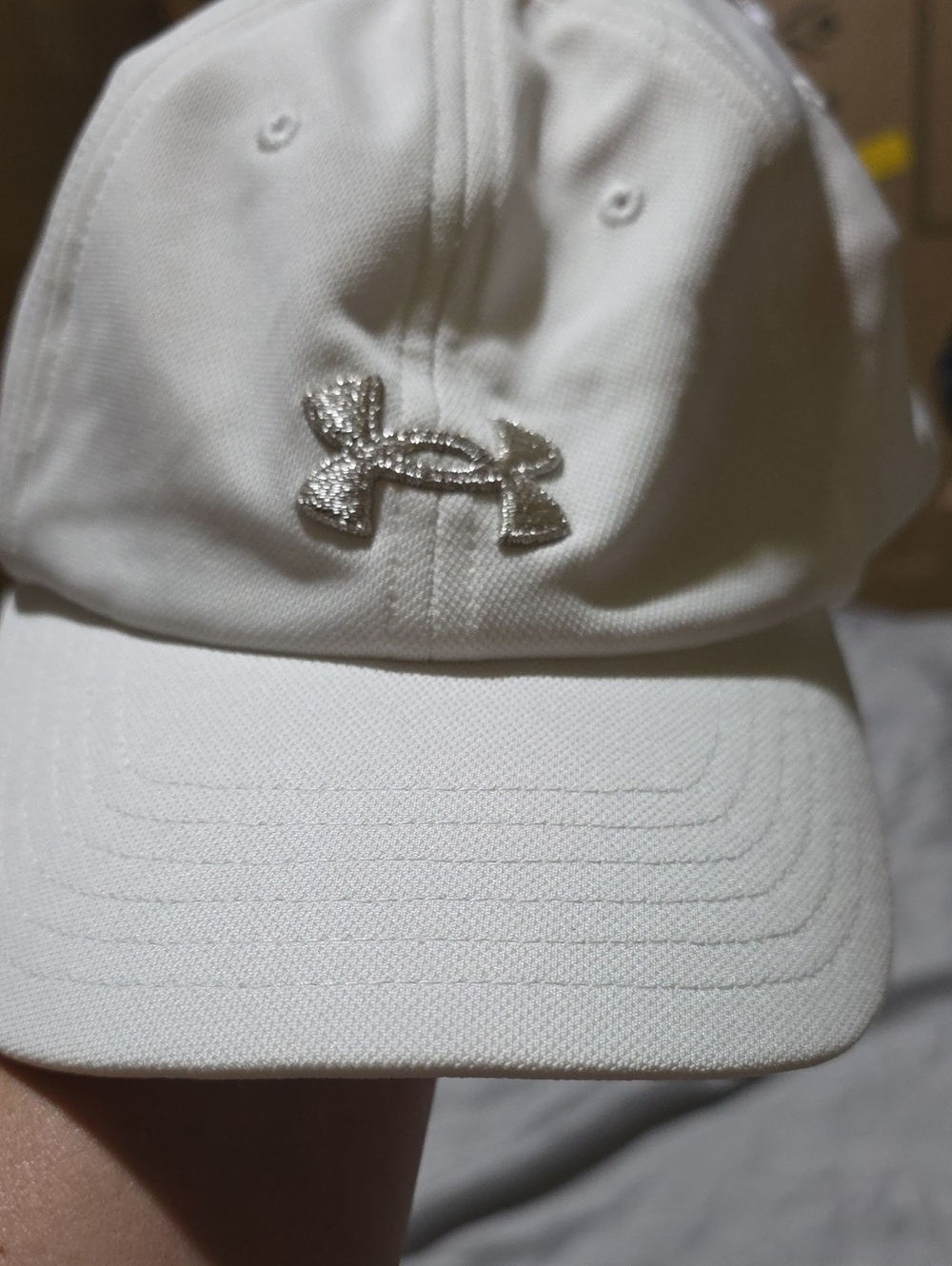 Under Armour White Cap with Rhinestone Logo
